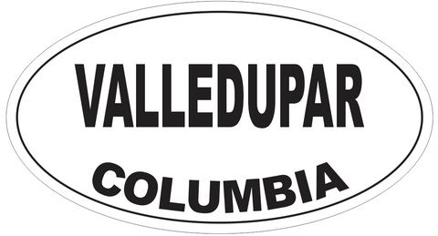 Valledupar Columbia Oval Bumper Sticker or Helmet Sticker D4814