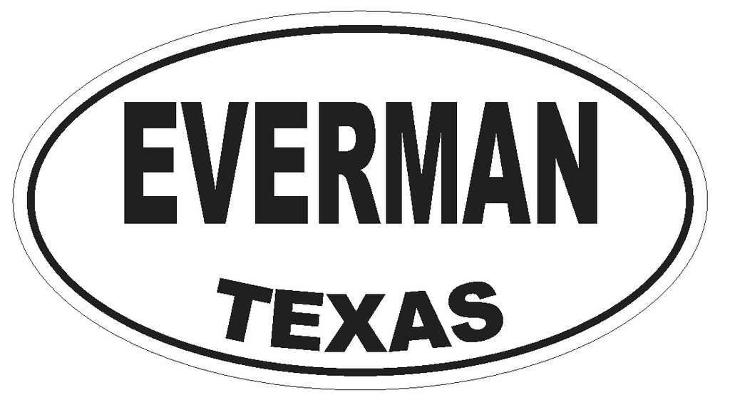 Everman Texas Oval Bumper Sticker or Helmet Sticker D3377 Euro Oval - Winter Park Products
