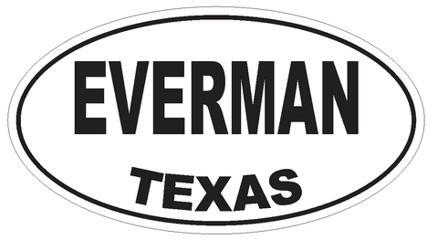 Everman Texas Oval Bumper Sticker or Helmet Sticker D3377 Euro Oval - Winter Park Products