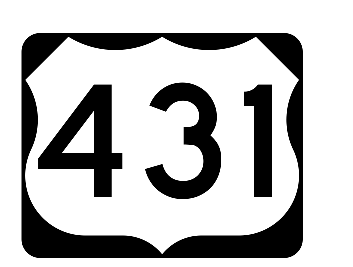US Route 431 Sticker R2202 Highway Sign Road Sign - Winter Park Products