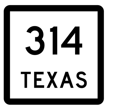 Texas State Highway 314 Sticker Decal R2609 Highway Sign