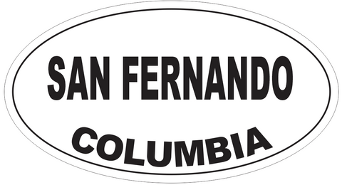San Fernando Columbia Oval Bumper Sticker or Helmet Sticker D4972
