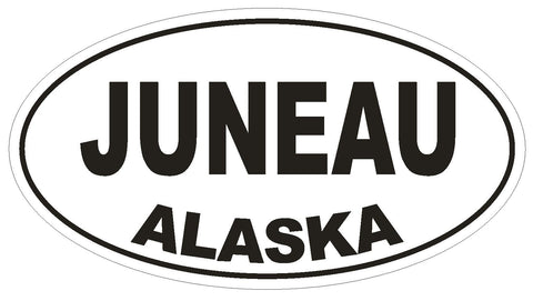 Juneau Alaska Oval Bumper Sticker or Helmet Sticker D1651 Euro Oval - Winter Park Products