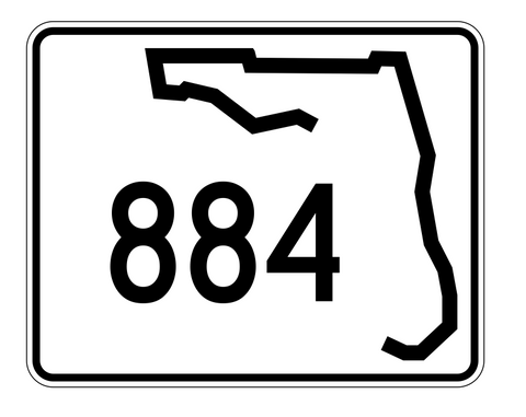 Florida State Road 884 Sticker Decal R1741 Highway Sign - Winter Park Products
