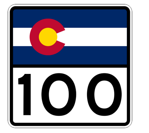 Colorado State Highway 100 Sticker Decal R1836 Highway Sign - Winter Park Products