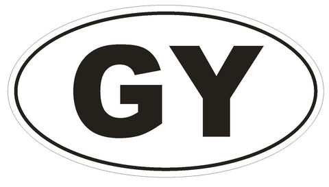 GY Guyana Oval Bumper Sticker or Helmet Sticker D2068 Euro Oval Country Code - Winter Park Products