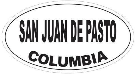 San Juan de Pasto Columbia Oval Bumper Sticker or Helmet Sticker D5597