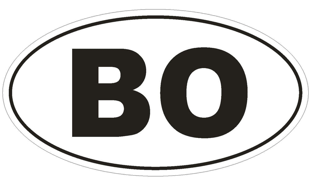 BO Bolivia Oval Bumper Sticker or Helmet Sticker D2100 Euro Oval Country Code - Winter Park Products