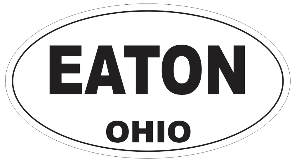 Eaton Ohio Oval Bumper Sticker or Helmet Sticker D6083