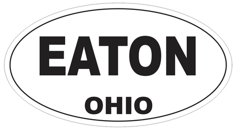 Eaton Ohio Oval Bumper Sticker or Helmet Sticker D6083