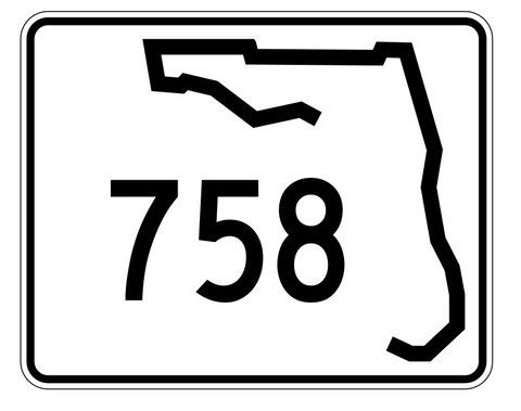 Florida State Road 758 Sticker Decal R1692 Highway Sign - Winter Park Products