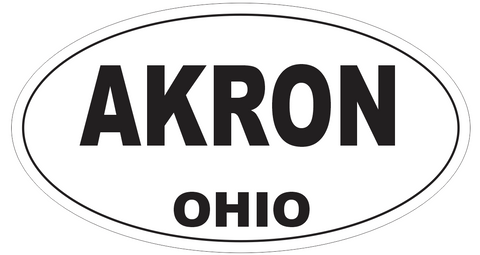 Akron Ohio Oval Bumper Sticker or Helmet Sticker D6019