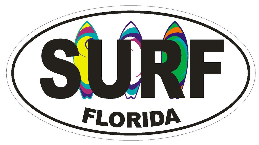 Surf Florida Oval Bumper Sticker or Helmet Sticker D1349 Surf Surfing Surfer - Winter Park Products