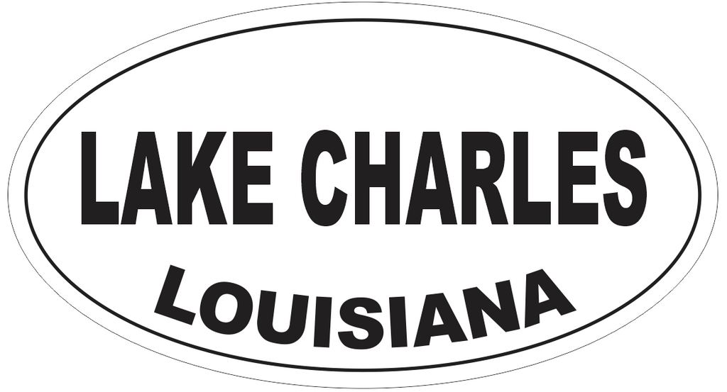 Lake Charles Louisiana Oval Bumper Sticker or Helmet Sticker D4056
