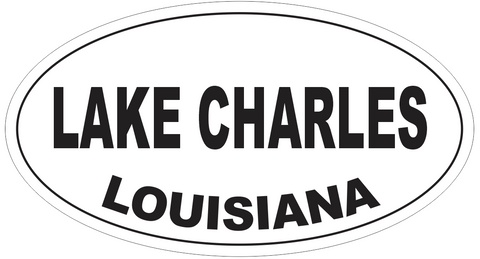 Lake Charles Louisiana Oval Bumper Sticker or Helmet Sticker D4056