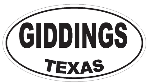 Giddings Texas Oval Bumper Sticker or Helmet Sticker D3412 Euro Oval - Winter Park Products
