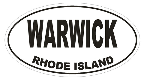 Warwick Rhode Island Oval Bumper Sticker or Helmet Sticker D1503 Euro Oval - Winter Park Products