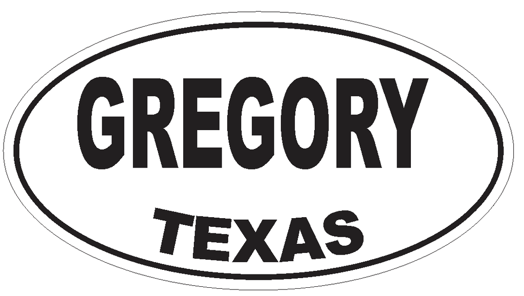 Gregory Texas Oval Bumper Sticker or Helmet Sticker D3434 Euro Oval - Winter Park Products