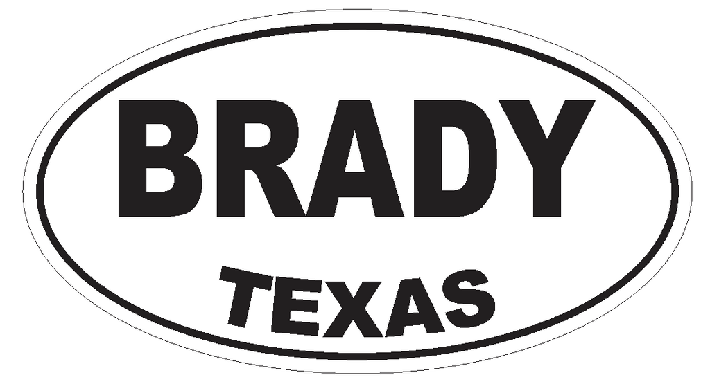 Brady Texas Oval Bumper Sticker or Helmet Sticker D3223 Euro Oval - Winter Park Products