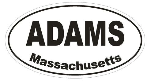 Adams Massachusetts Oval Bumper Sticker or Helmet Sticker D1432 Euro Oval - Winter Park Products
