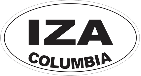 Iza Columbia Oval Bumper Sticker or Helmet Sticker D4326