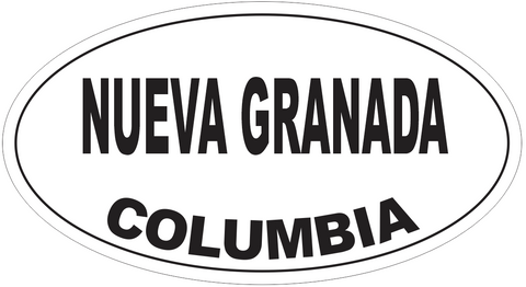 Nueva Granada Columbia Oval Bumper Sticker or Helmet Sticker D4841