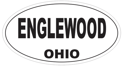 Englewood Ohio Oval Bumper Sticker or Helmet Sticker D6085