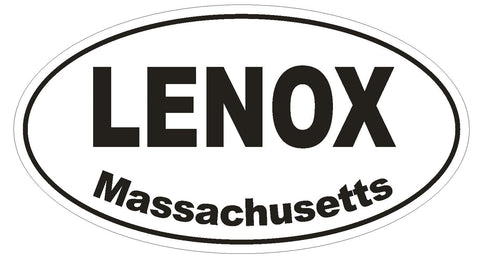 Lenox Massachusetts Oval Bumper Sticker or Helmet Sticker D1377 Euro Oval - Winter Park Products