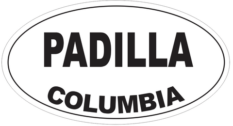 Padilla Columbia Oval Bumper Sticker or Helmet Sticker D4413