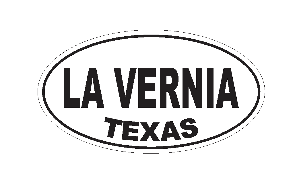 La Vernia Texas Oval Bumper Sticker or Helmet Sticker D3612 Euro Oval - Winter Park Products