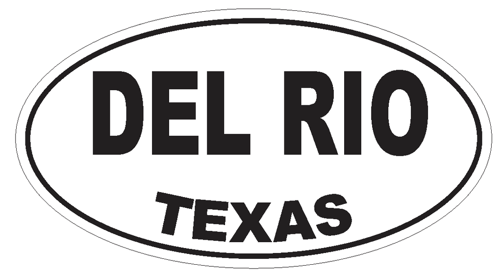 Del Rio Texas Oval Bumper Sticker or Helmet Sticker D3335 Euro Oval - Winter Park Products