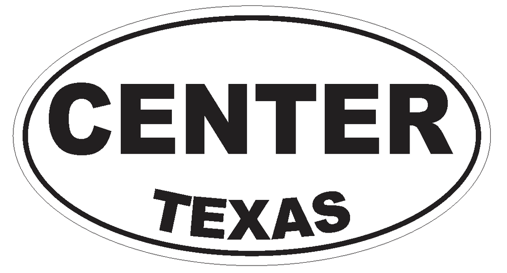 Center Texas Oval Bumper Sticker or Helmet Sticker D3259 Euro Oval - Winter Park Products