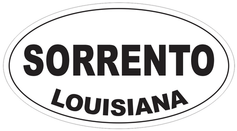 Sorrento Louisiana Oval Bumper Sticker or Helmet Sticker D4014