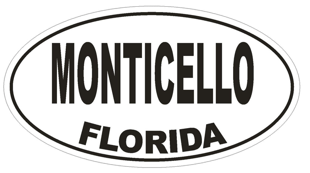 Monticello Florida Oval Bumper Sticker or Helmet Sticker D1571 Euro Oval - Winter Park Products