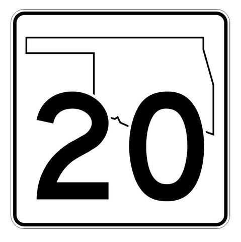 Oklahoma State Highway 20 Sticker Decal R5575 Highway Route Sign