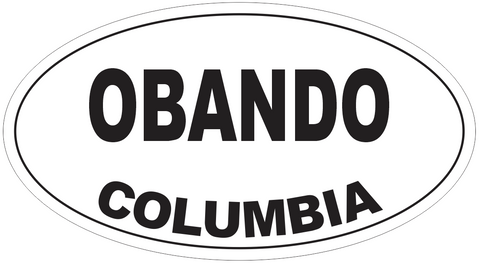 Obando Columbia Oval Bumper Sticker or Helmet Sticker D4737