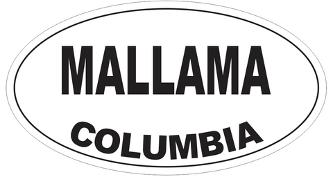 Mallama Columbia Oval Bumper Sticker or Helmet Sticker D4599