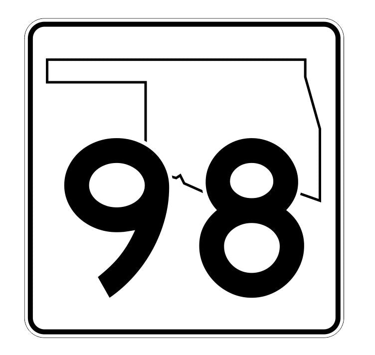 Oklahoma State Highway 98 Sticker Decal R5675 Highway Route Sign