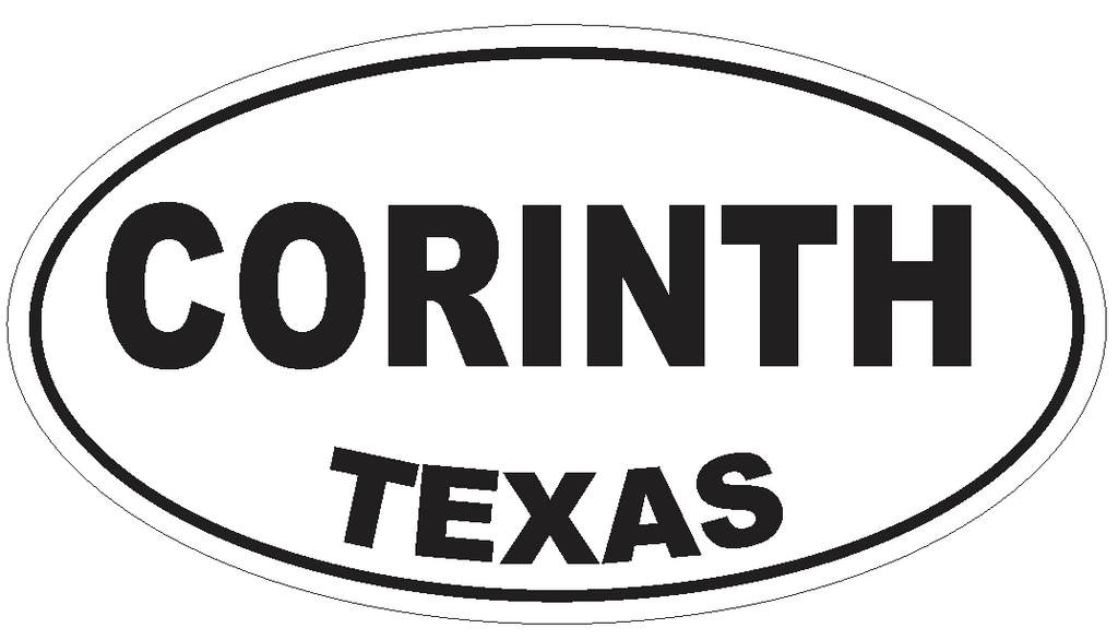 Corinth Texas Oval Bumper Sticker or Helmet Sticker D3292 Euro Oval - Winter Park Products