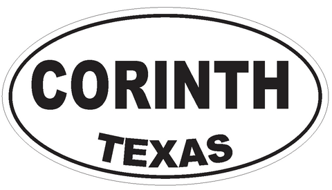 Corinth Texas Oval Bumper Sticker or Helmet Sticker D3292 Euro Oval - Winter Park Products