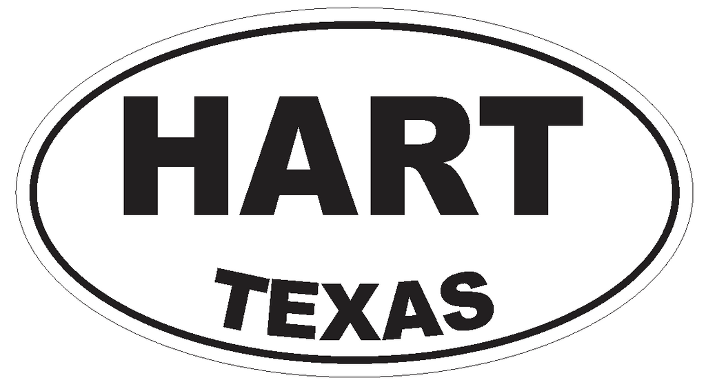 Hart Texas Oval Bumper Sticker or Helmet Sticker D3478 Euro Oval - Winter Park Products