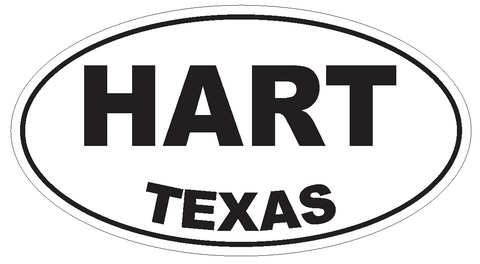 Hart Texas Oval Bumper Sticker or Helmet Sticker D3478 Euro Oval - Winter Park Products