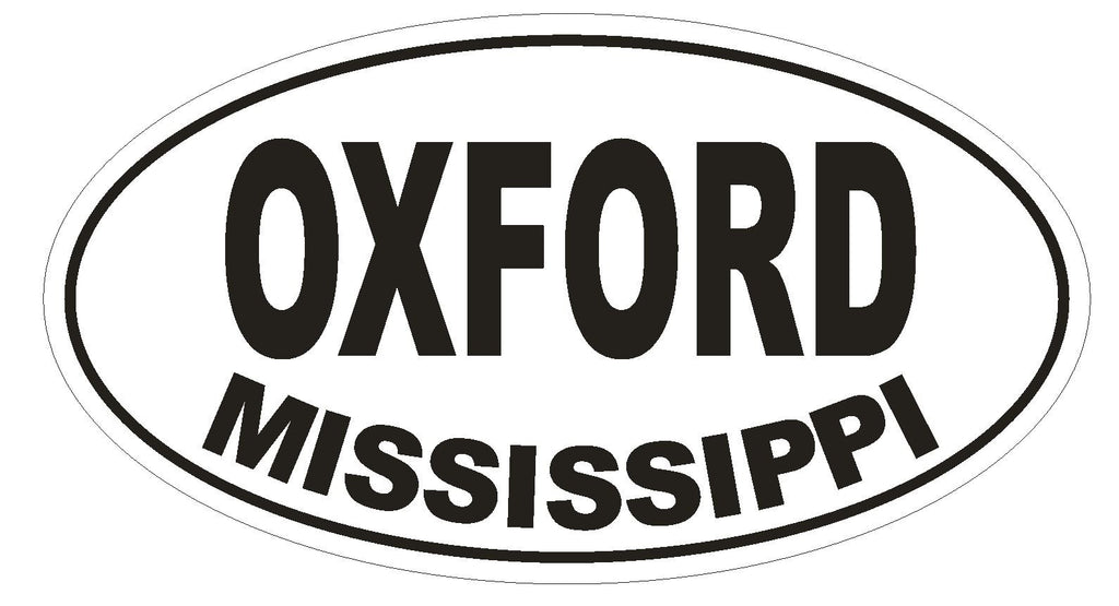 Oxford Mississippi Oval Bumper Sticker or Helmet Sticker D1488 Euro Oval - Winter Park Products