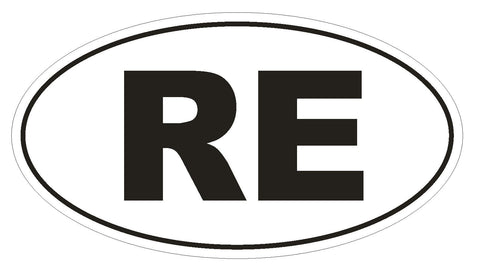 RE Reunion Oval Bumper Sticker or Helmet Sticker D2015 Country Code - Winter Park Products