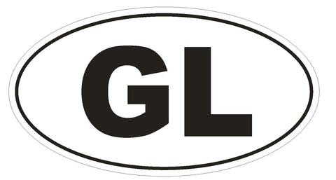 GL Greenland Oval Bumper Sticker or Helmet Sticker D2062 Euro Oval Country Code - Winter Park Products