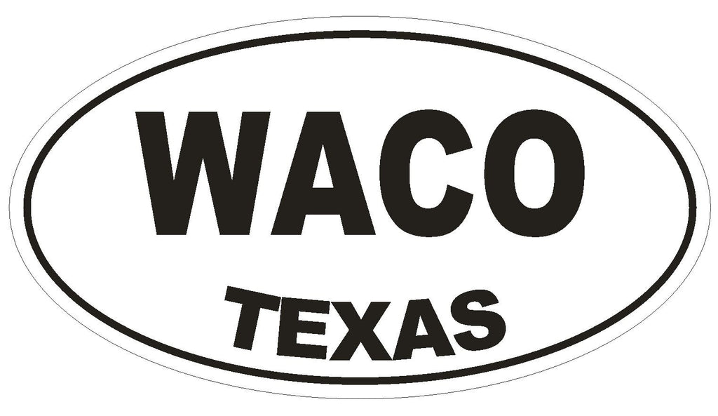 Waco Texas Oval Bumper Sticker or Helmet Sticker D1387 Euro Oval - Winter Park Products