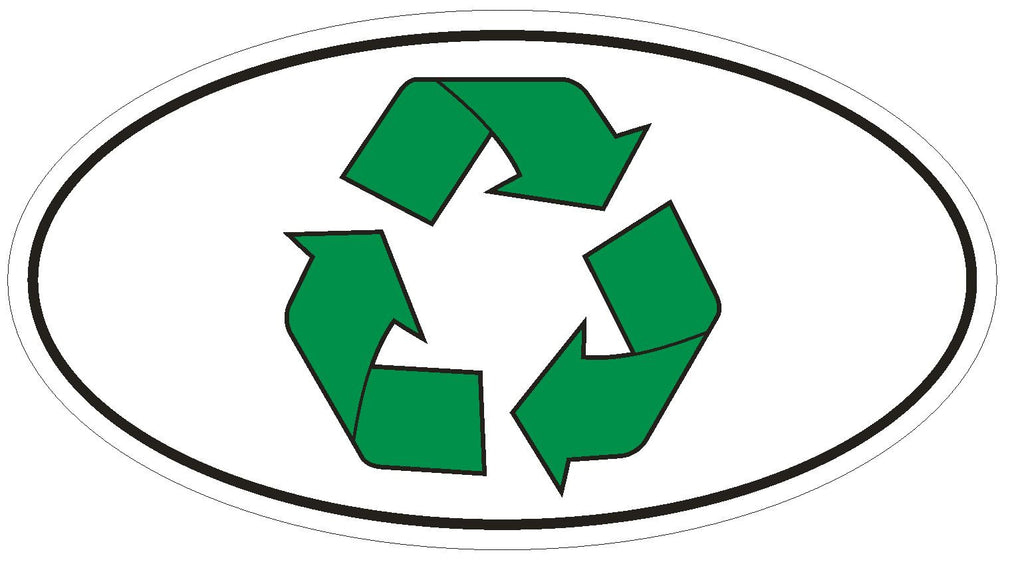 Recycle Bumper Sticker or Helmet Sticker D546 Euro Oval Laptop Cell Go Green - Winter Park Products