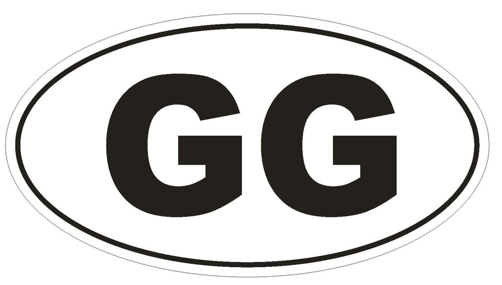 GG Guernsey Oval Bumper Sticker or Helmet Sticker D2065 Euro Oval Country Code - Winter Park Products