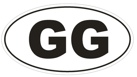 GG Guernsey Oval Bumper Sticker or Helmet Sticker D2065 Euro Oval Country Code - Winter Park Products