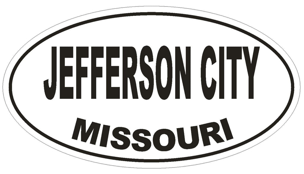 Jefferson City Missouri Oval Bumper Sticker or Helmet Sticker D1673 Euro Oval - Winter Park Products